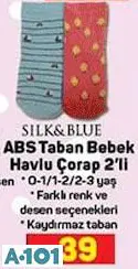 SİLK&BLUE ABS TABAN BEBEK HAVLU ÇORAP 2'Lİ SİLK&BLUE ABS TABAN BEBEK HAVLU ÇORAP 2'Lİ